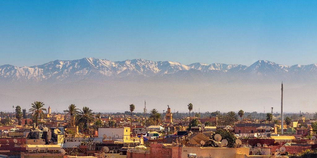 Marrakech panorama met Atlasgebergte