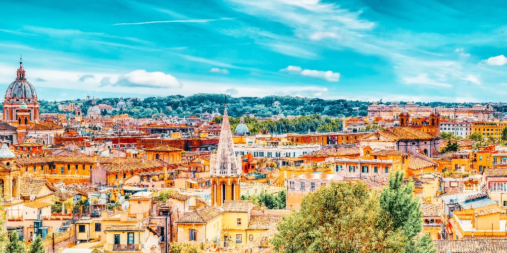 Rome uitzicht vanaf heuvel van Terrazza del Pincio